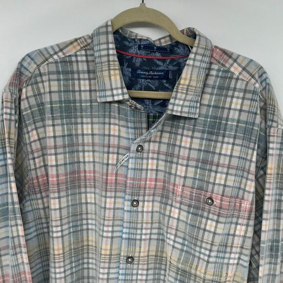 NWT TOMMY BAHAMA Coastline Cord Stretch Harbor Check Shirt Men 2XLT Featherstone - Picture 3 of 15